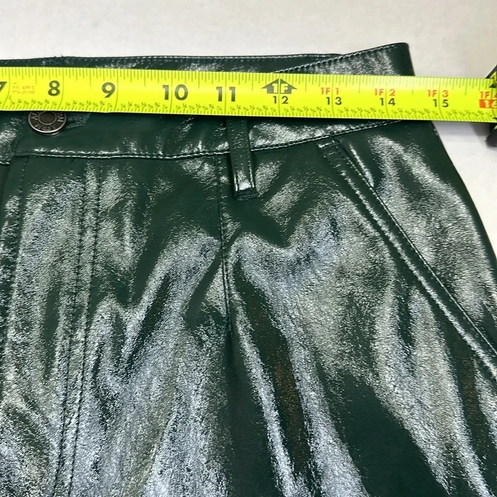 AFRM Wynn Wide Leg Pants Faux Leather Womens Size 25 High Waist Dark Green